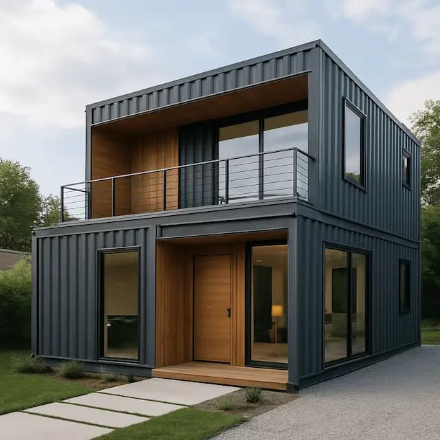 Chalet conteneur sur mesure — vue extérieure hiver, Expert SES